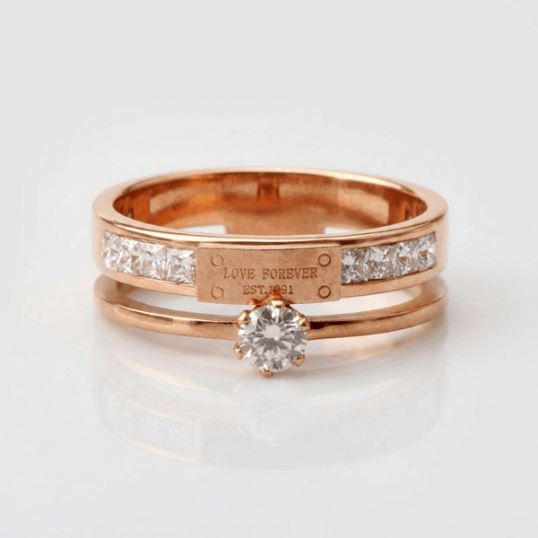 LOVE FOREVER ROSE GOLD DOUBLE BAND RING