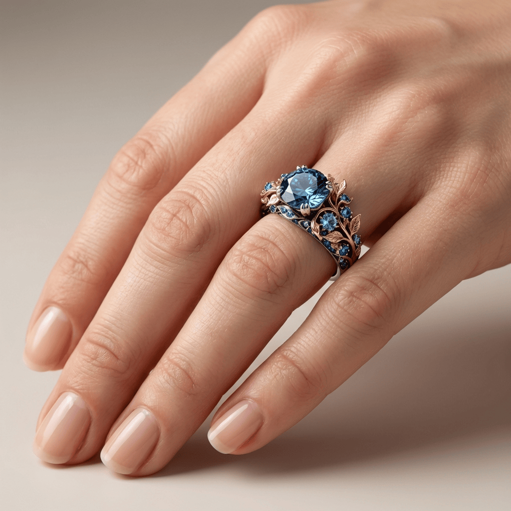 GOLD & BLUE TOPAZ VINTAGE RING