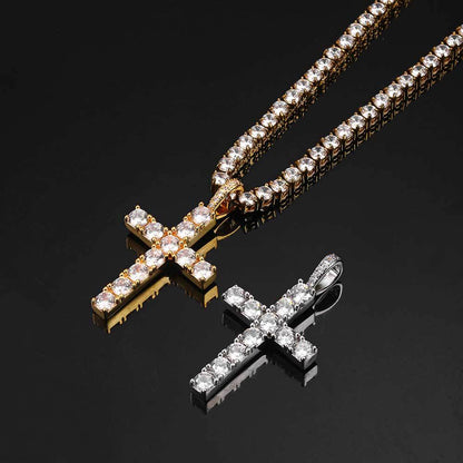 Faith™ | Gold Moissanite Cross Necklace