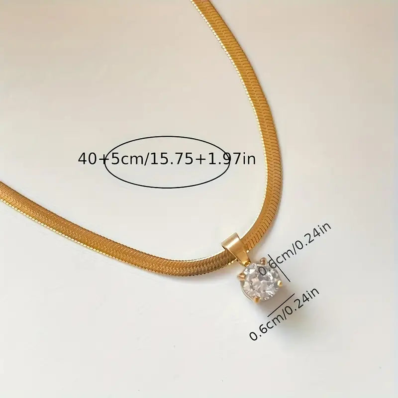 Elegant Rhinestone Pendant Necklace | Gold